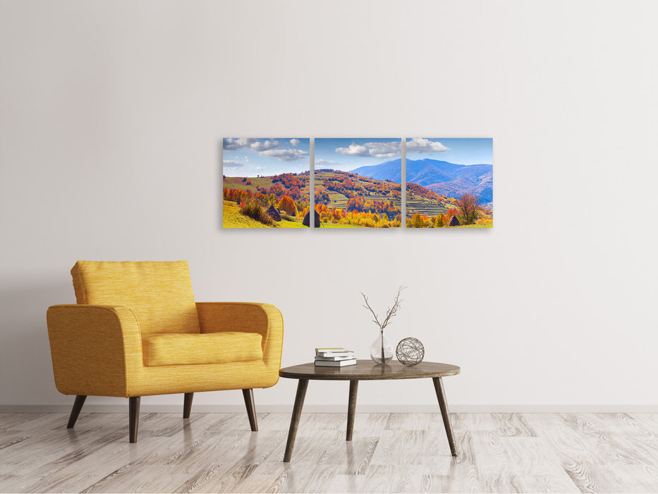 Panoramic 3-piece canvas picture Autumnal mountain landscape