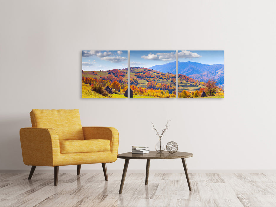 Panoramic 3-piece canvas picture Autumnal mountain landscape