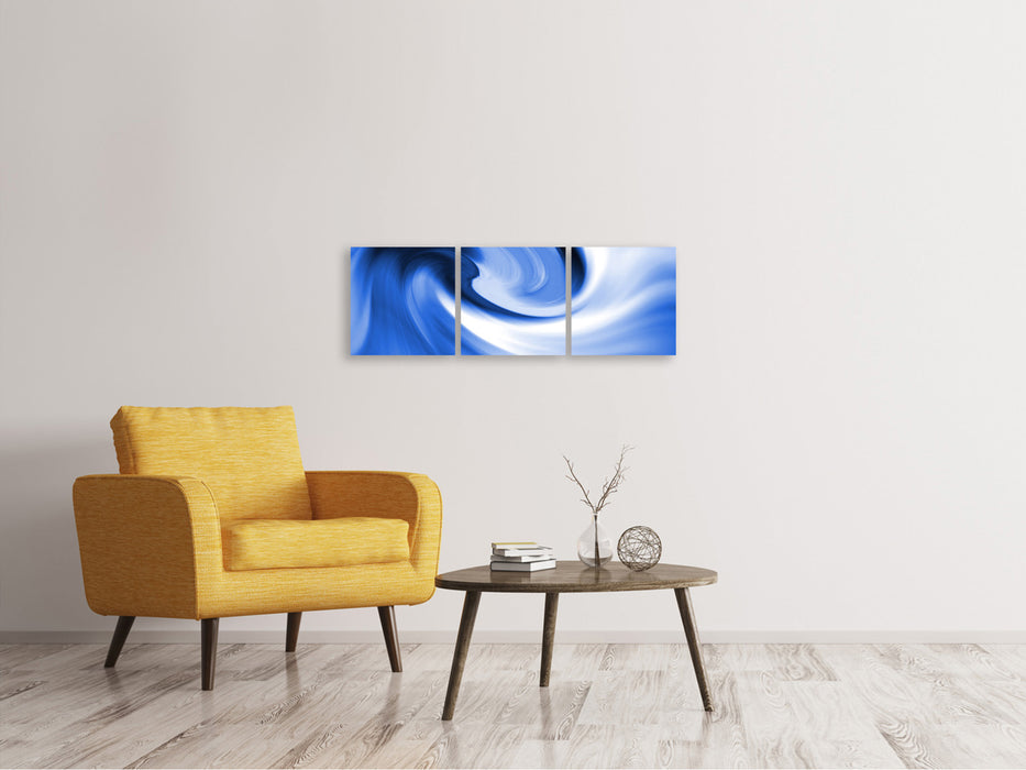 Panoramic 3-Piece Canvas Print Abstract Blue Wave