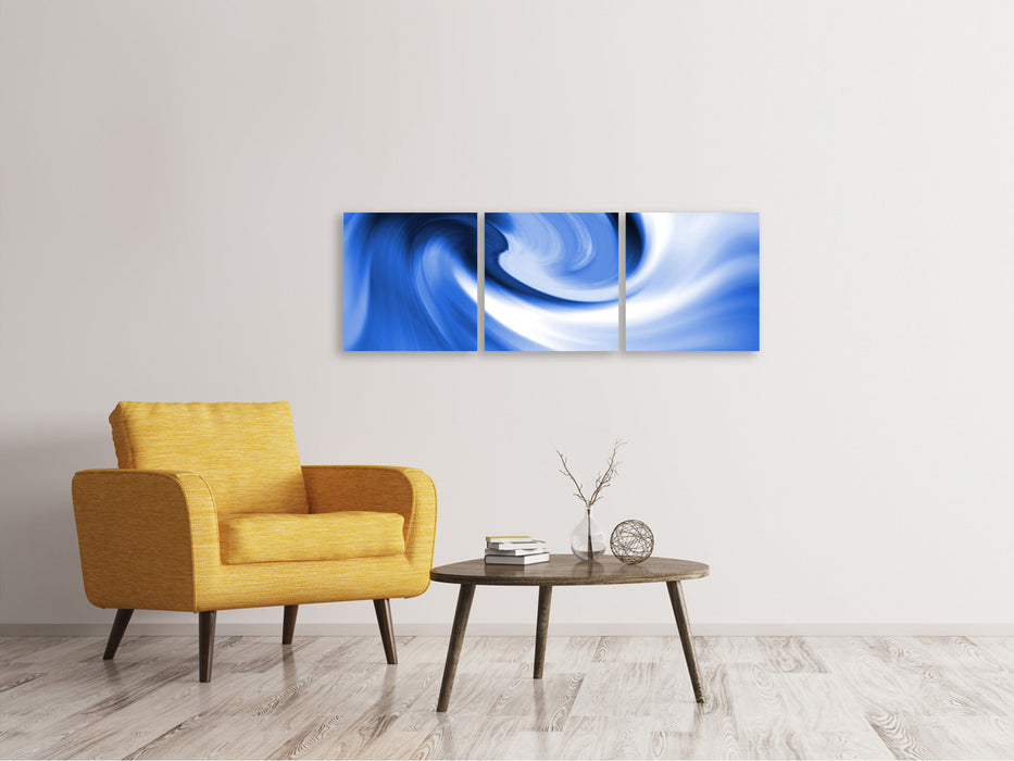 Panoramic 3-Piece Canvas Print Abstract Blue Wave