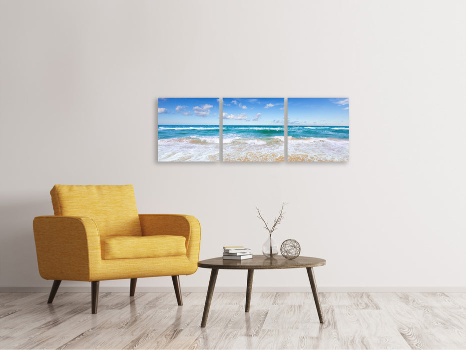 Panoramic 3-piece canvas picture The tides and the sea