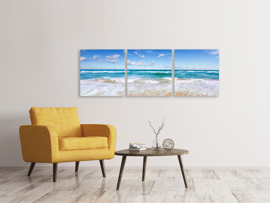 Panoramic 3-piece canvas picture The tides and the sea