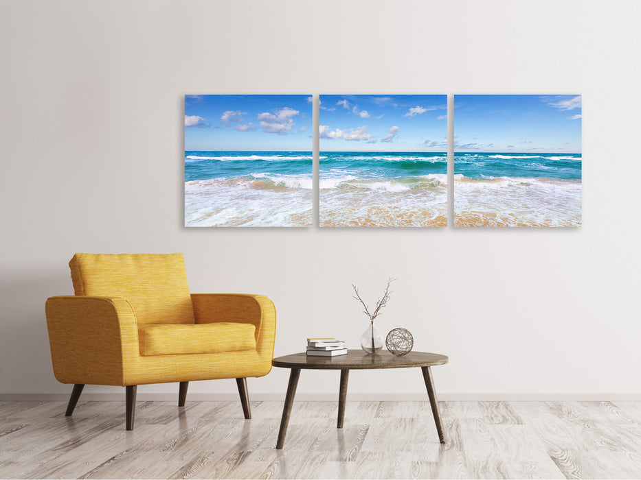 Panoramic 3-piece canvas picture The tides and the sea