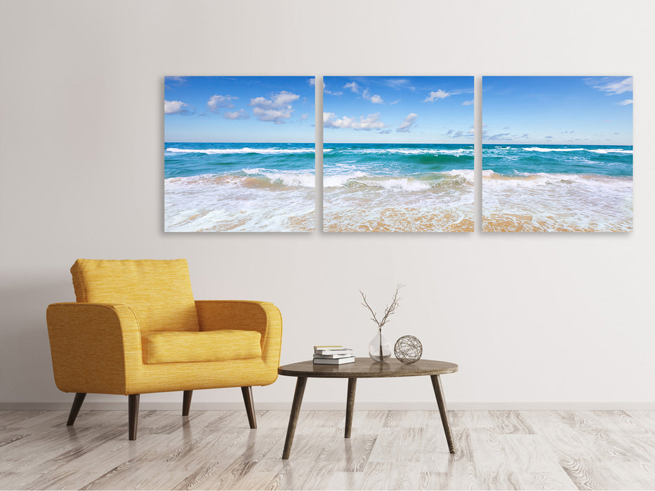 Panoramic 3-piece canvas picture The tides and the sea