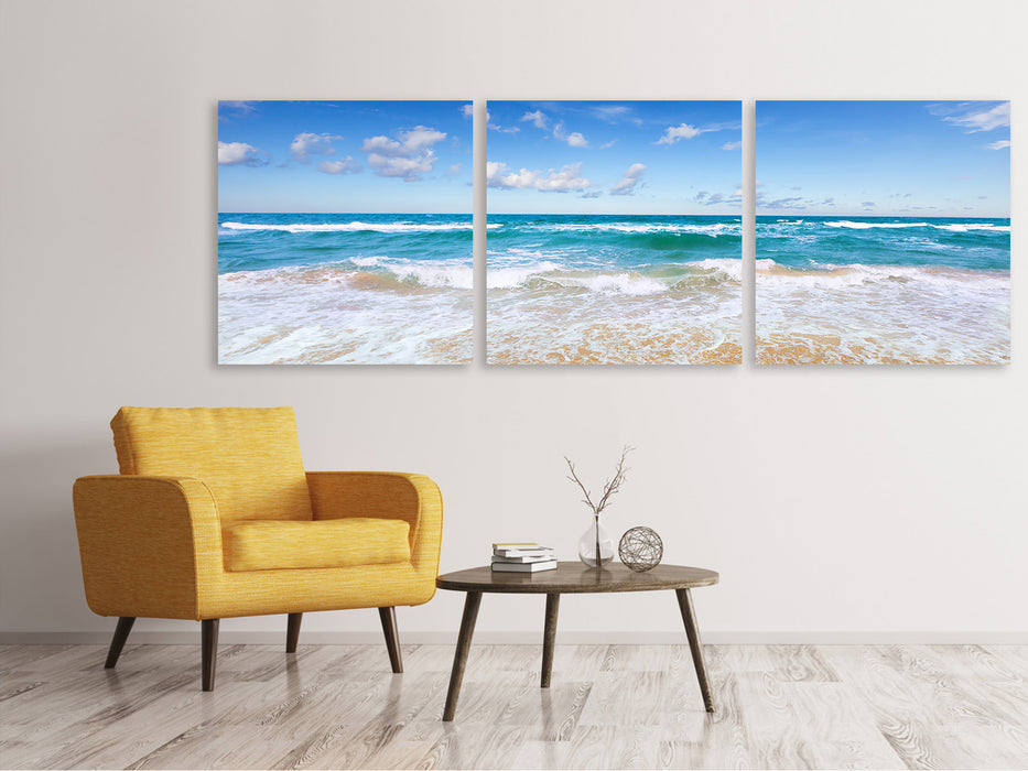 Panoramic 3-piece canvas picture The tides and the sea