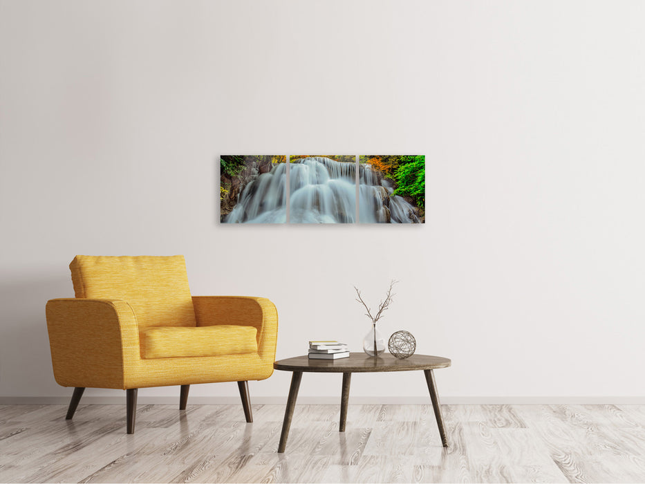 Panoramic 3-piece canvas picture Falling water