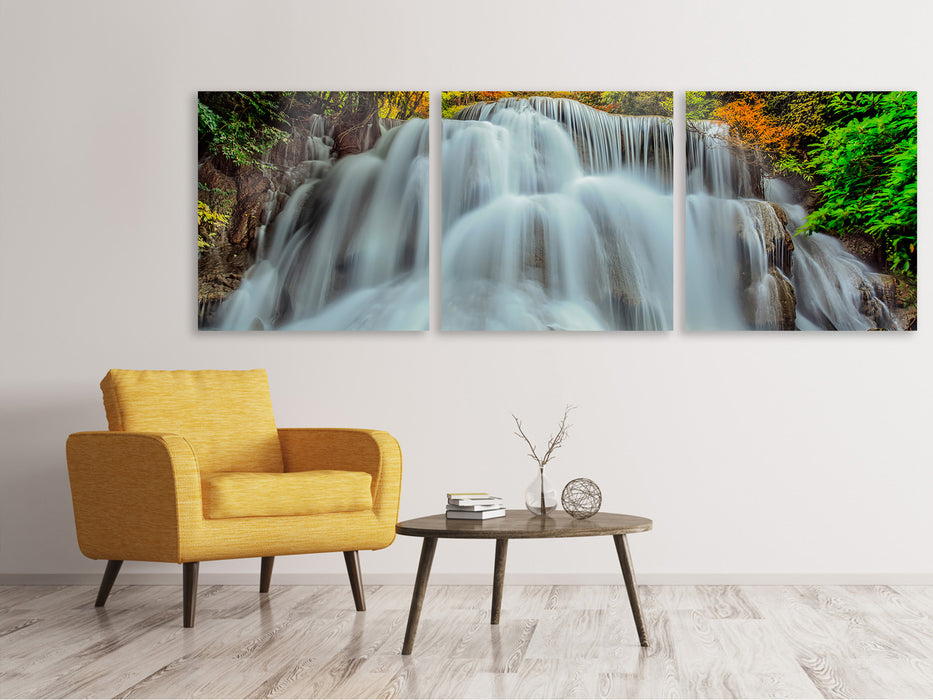 Panoramic 3-piece canvas picture Falling water