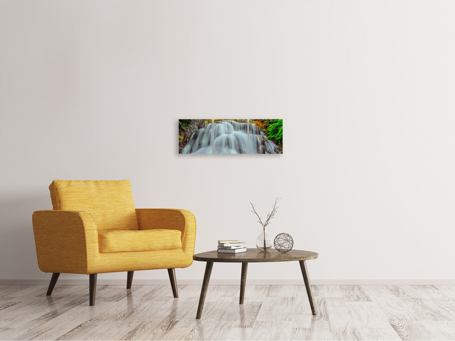 Panoramic 3-piece canvas picture Falling water