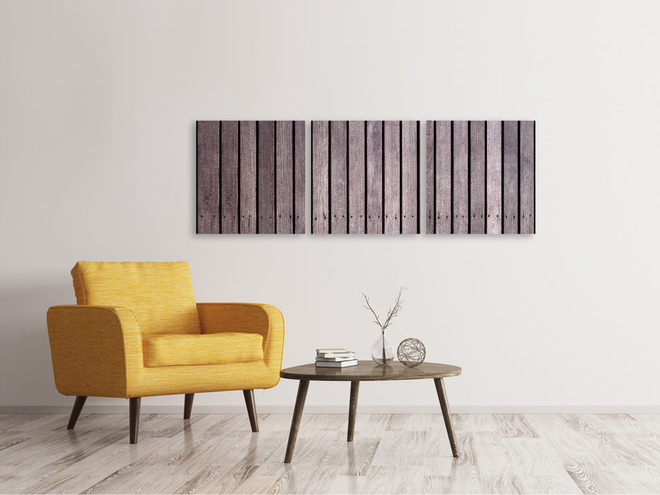 Panorama canvas picture 3 pieces wooden wall