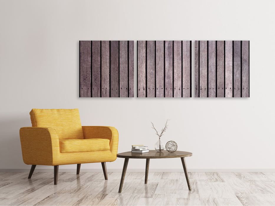 Panorama canvas picture 3 pieces wooden wall