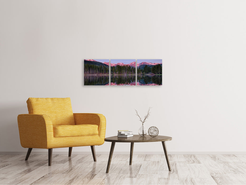 Panoramic 3-piece canvas picture Sprague Lake-Rocky Mountains