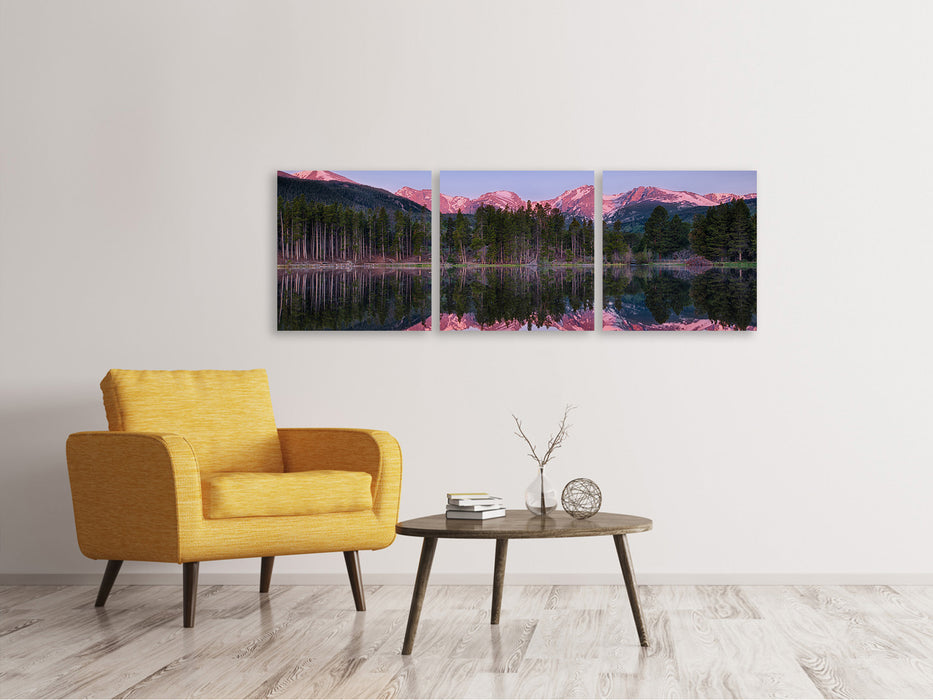 Panoramic 3-piece canvas picture Sprague Lake-Rocky Mountains