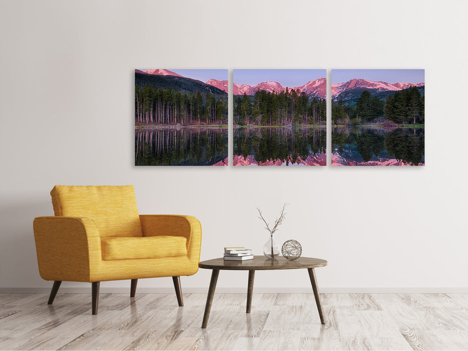 Panoramic 3-piece canvas picture Sprague Lake-Rocky Mountains