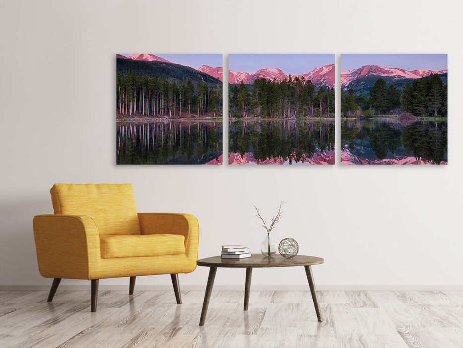 Panoramic 3-piece canvas picture Sprague Lake-Rocky Mountains