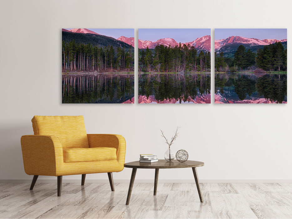 Panoramic 3-piece canvas picture Sprague Lake-Rocky Mountains