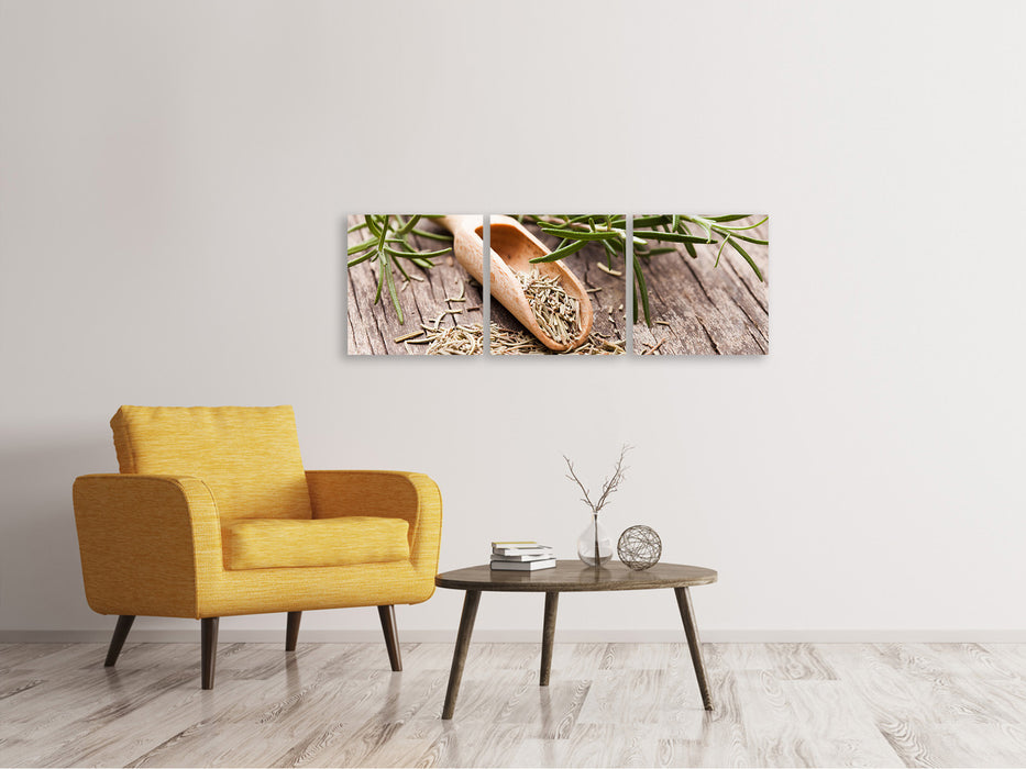 Panoramic 3-piece canvas picture Rosemary