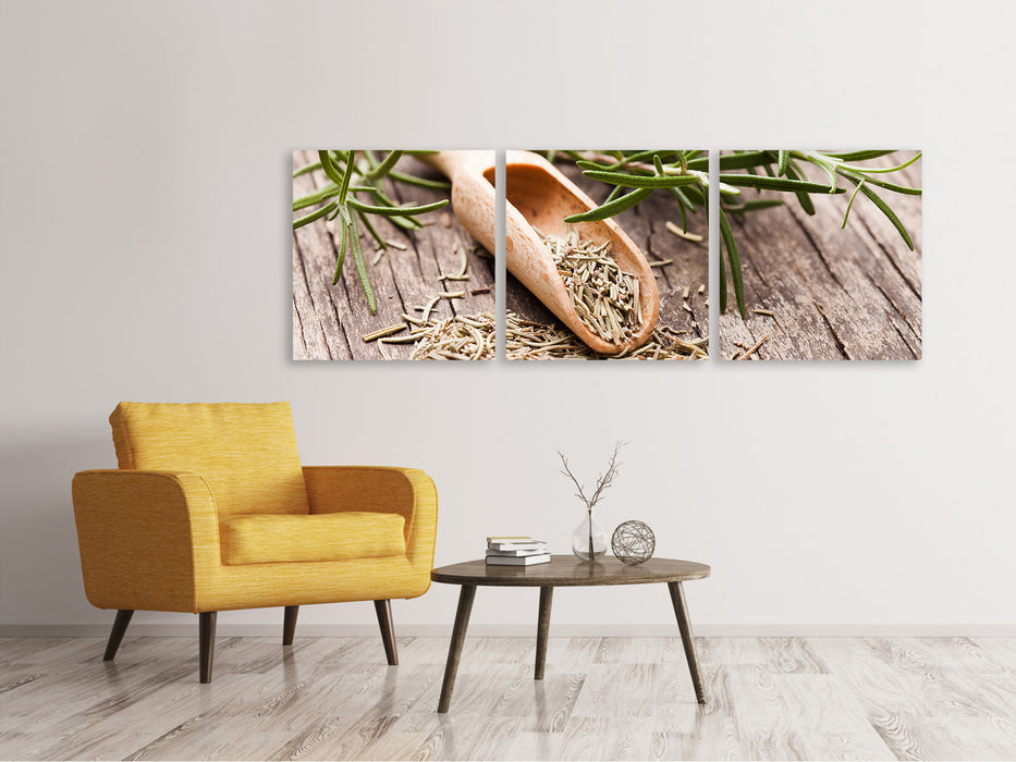 Panoramic 3-piece canvas picture Rosemary