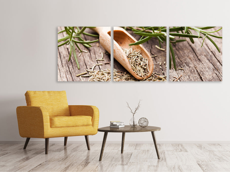 Panoramic 3-piece canvas picture Rosemary