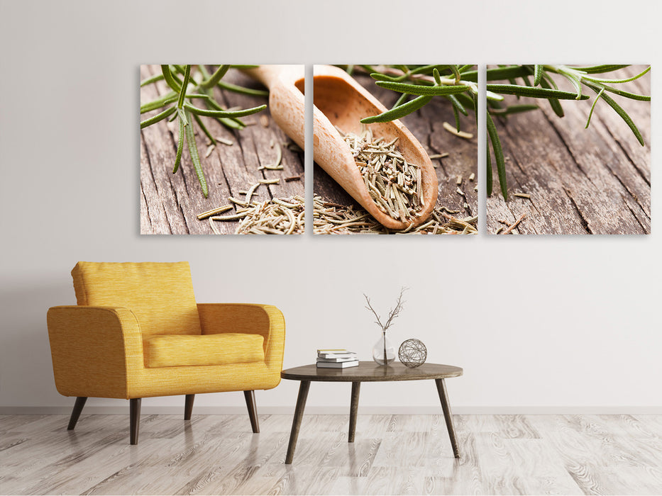 Panoramic 3-piece canvas picture Rosemary