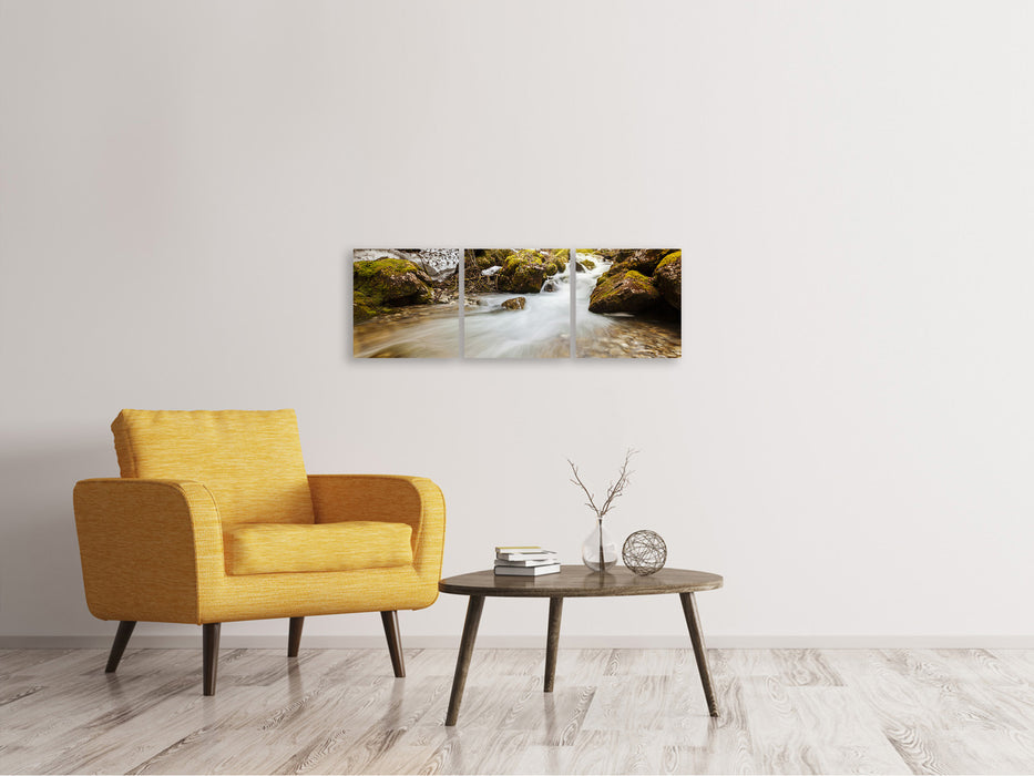 Panoramic 3-piece canvas picture Falling stream