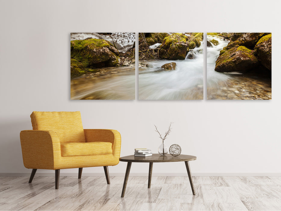 Panoramic 3-piece canvas picture Falling stream