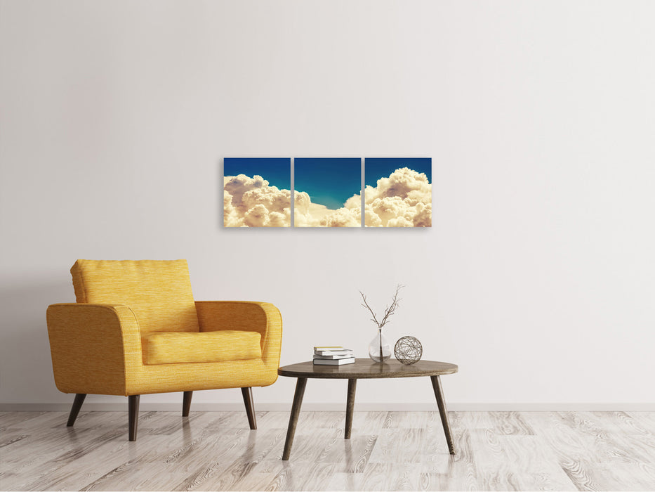 Panoramic 3-piece canvas picture sky clouds