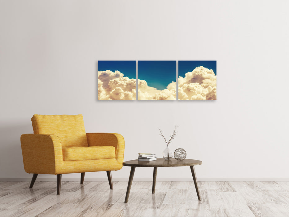 Panoramic 3-piece canvas picture sky clouds