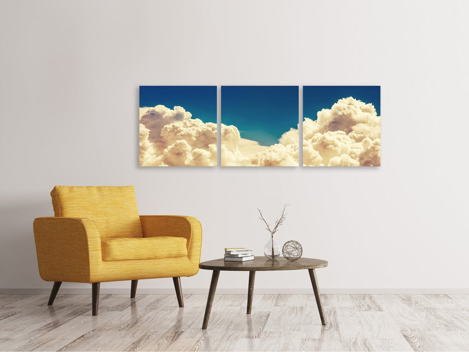 Panoramic 3-piece canvas picture sky clouds