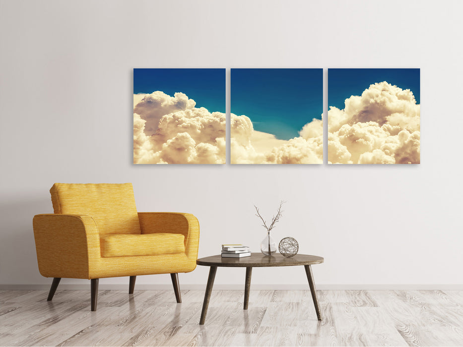 Panoramic 3-piece canvas picture sky clouds