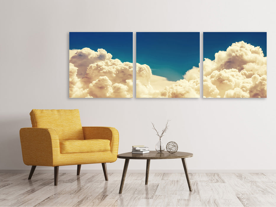 Panoramic 3-piece canvas picture sky clouds