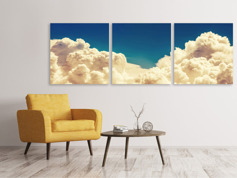 Panoramic 3-piece canvas picture sky clouds