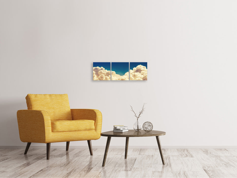 Panoramic 3-piece canvas picture sky clouds