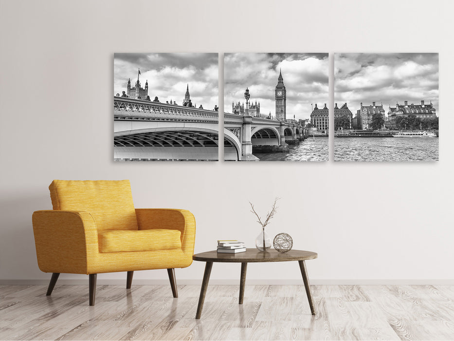 Panorama Leinwandbild 3-teilig Westminster Bridge