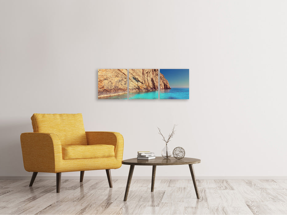 Panoramic 3-piece canvas picture water