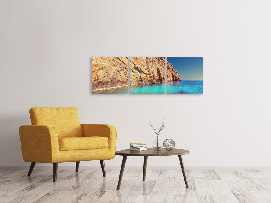 Panoramic 3-piece canvas picture water