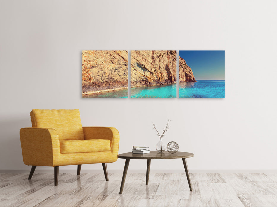 Panoramic 3-piece canvas picture water