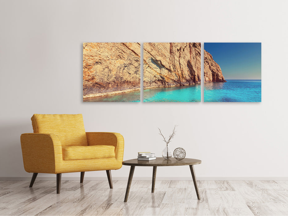 Panoramic 3-piece canvas picture water