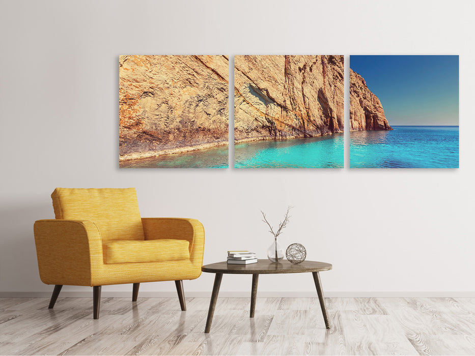 Panoramic 3-piece canvas picture water