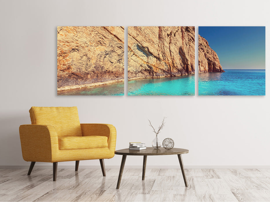 Panoramic 3-piece canvas picture water