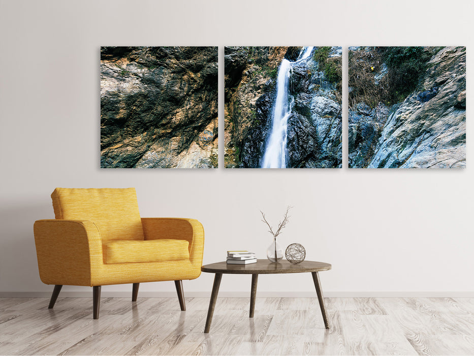 Panoramic 3-piece canvas picture moving water