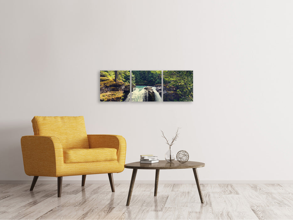 Panoramic 3-piece canvas picture river flow