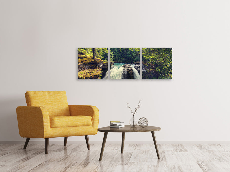 Panoramic 3-piece canvas picture river flow