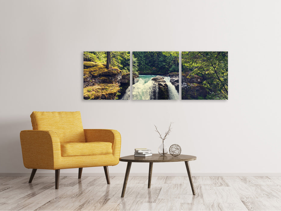 Panoramic 3-piece canvas picture river flow