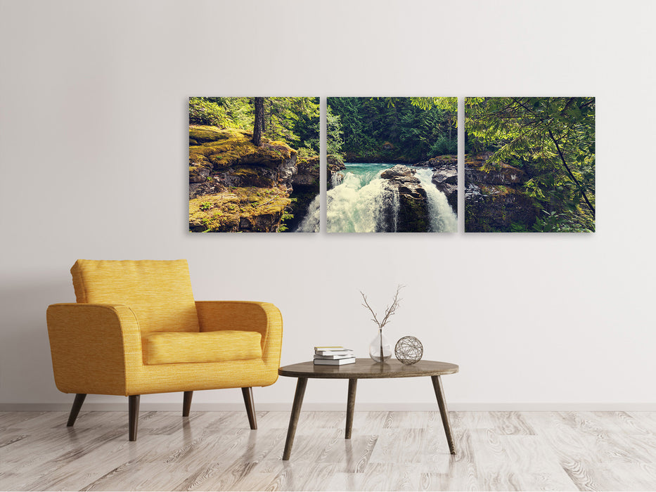 Panoramic 3-piece canvas picture river flow