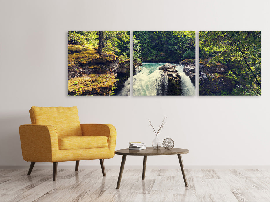 Panoramic 3-piece canvas picture river flow