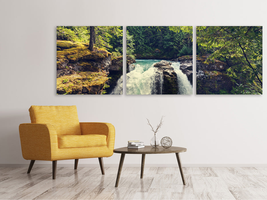 Panoramic 3-piece canvas picture river flow