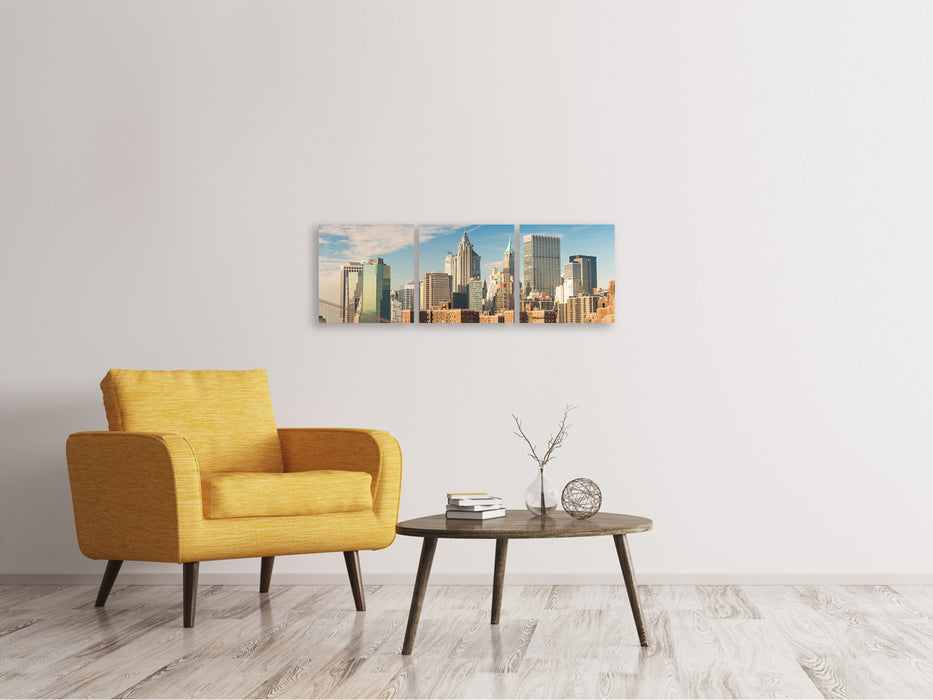 Panorama Leinwandbild 3-teilig Skyline New York