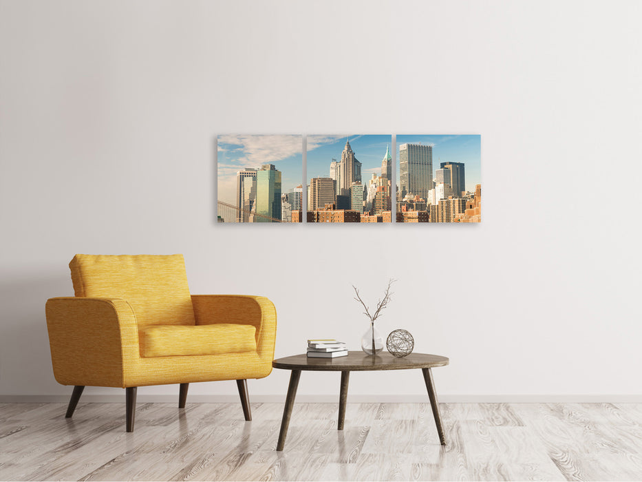 Panorama Leinwandbild 3-teilig Skyline New York