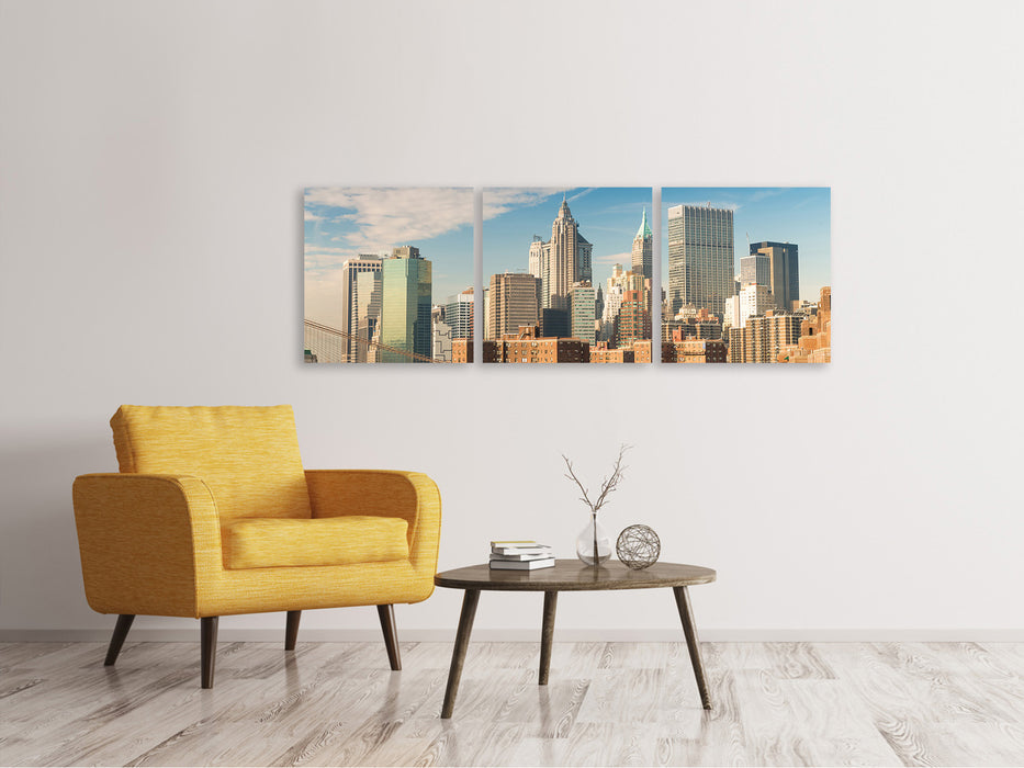 Panorama Leinwandbild 3-teilig Skyline New York