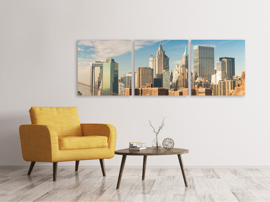 Panorama Leinwandbild 3-teilig Skyline New York